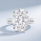 4 Carat Huge Oval Lab Grown Diamond Solitaire Bridal Ring Set with IGI Certificate Lab - ( E-VS1 ) - Rosec Jewels