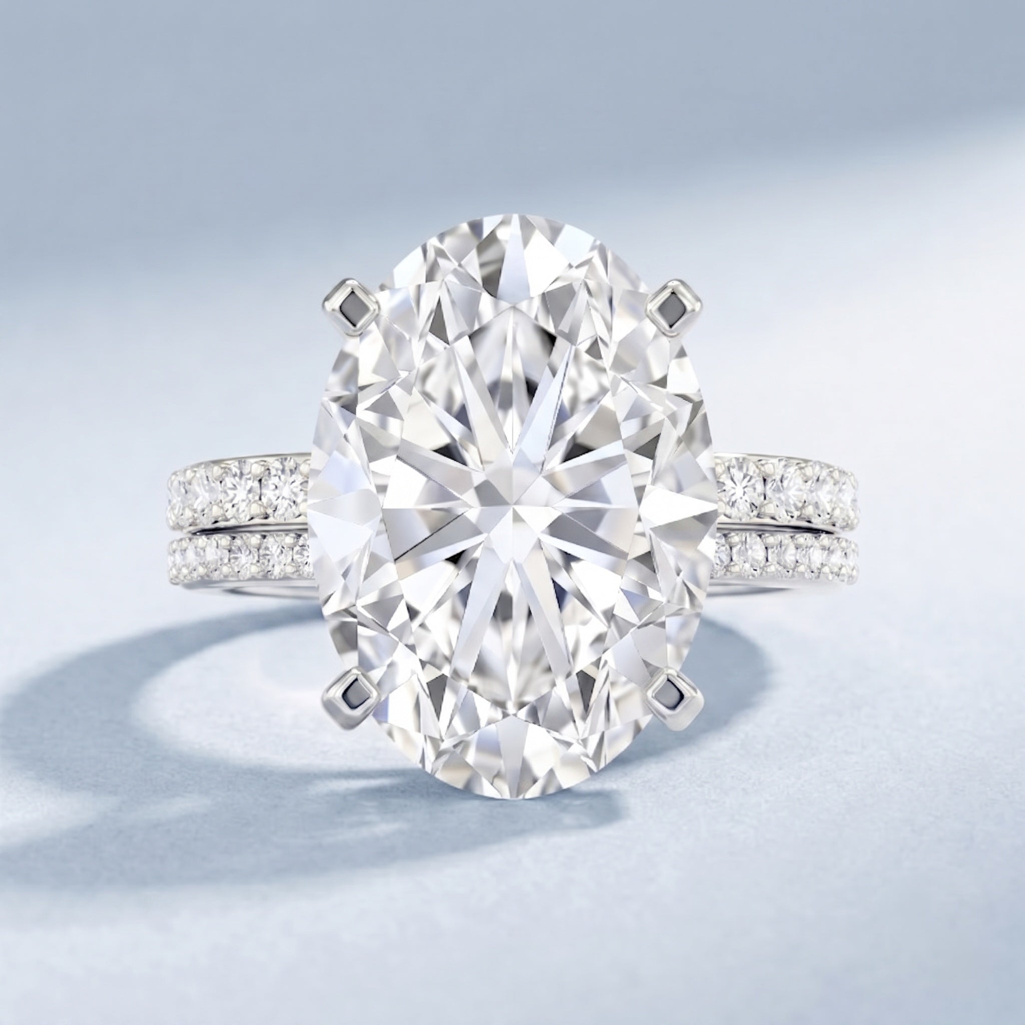 4 Carat Huge Oval Lab Grown Diamond Solitaire Bridal Ring Set with IGI Certificate Lab - ( E-VS1 ) - Rosec Jewels
