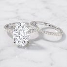 4 Carat Huge Oval Lab Grown Diamond Solitaire Bridal Ring Set with IGI Certificate Lab - ( E-VS1 ) - Rosec Jewels