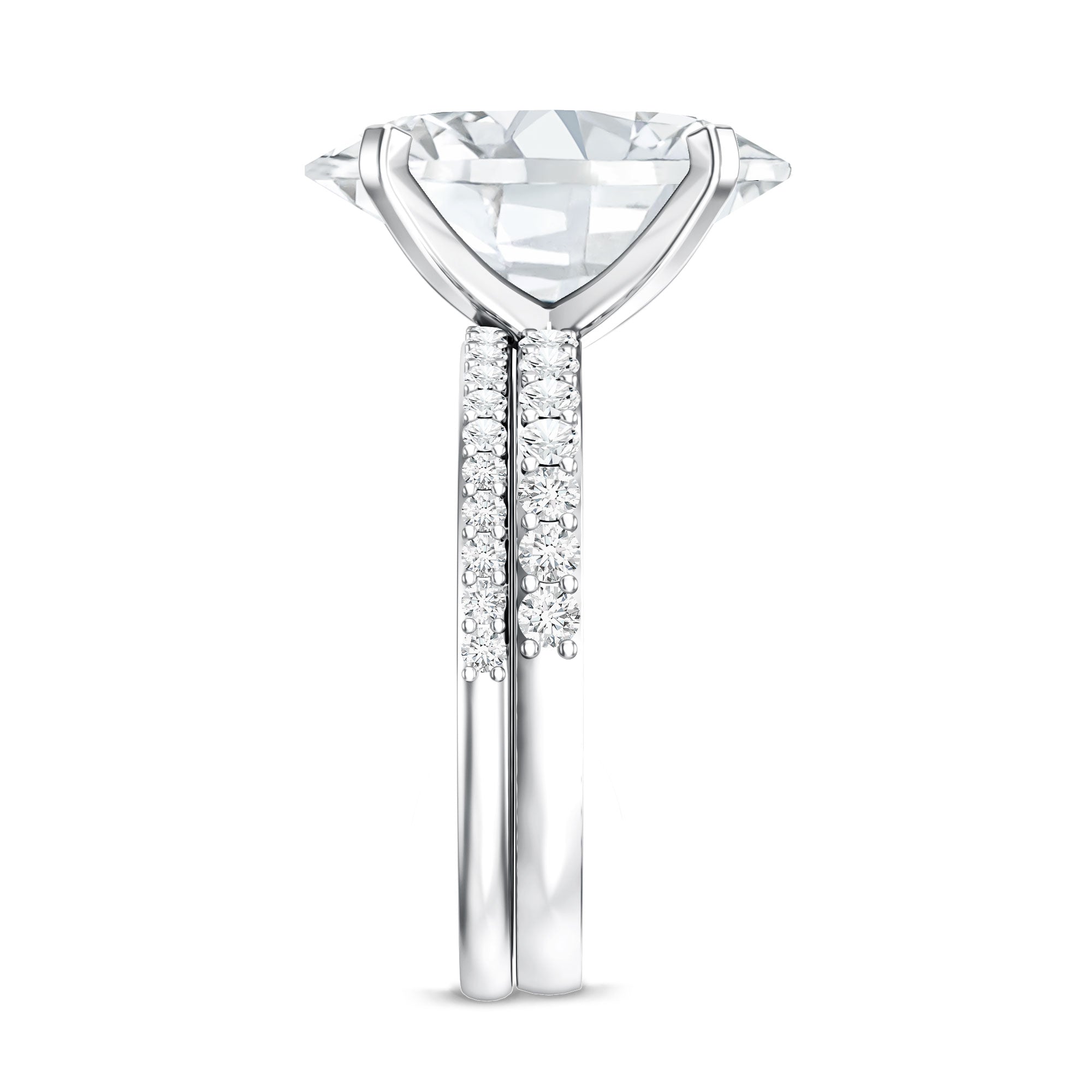 Rosec Jewels-4 Carat Huge Oval Lab Grown Diamond Solitaire Bridal Ring Set with IGI Certificate