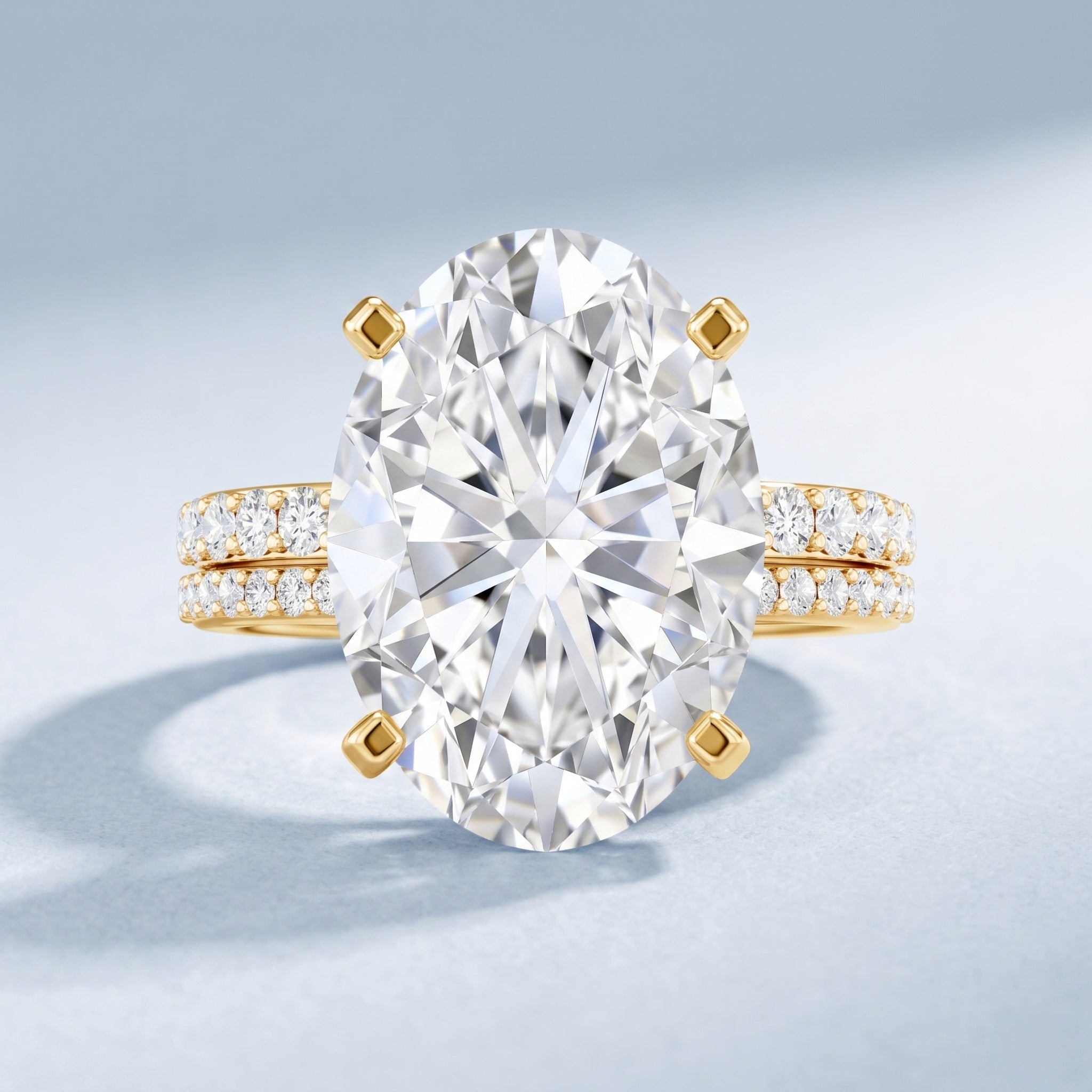 4 Carat Huge Oval Lab Grown Diamond Solitaire Bridal Ring Set with IGI Certificate Lab - ( E-VS1 ) - Rosec Jewels