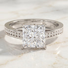 Solitaire Princess Cut Lab Grown Diamond Engagement Ring 4 Carat IGI Certified Lab - ( E-VS1 ) - Rosec Jewels
