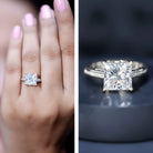 Solitaire Princess Cut Lab Grown Diamond Engagement Ring 4 Carat IGI Certified Lab - ( E-VS1 ) - Rosec Jewels