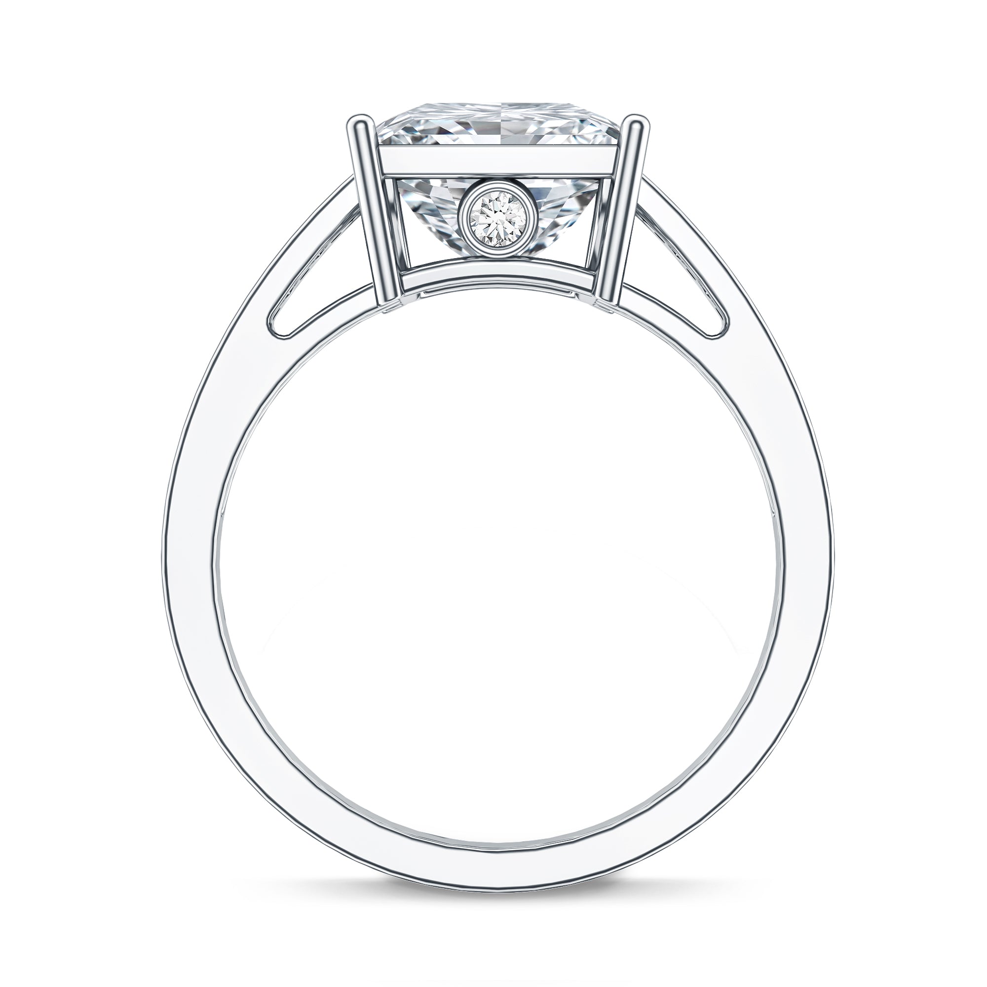 Rosec Jewels-Solitaire Princess Cut Lab Grown Diamond Engagement Ring 4 Carat IGI Certified