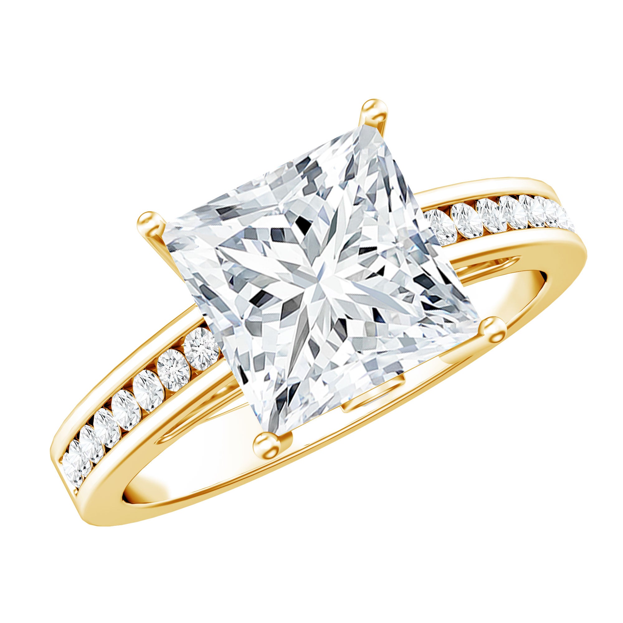 Rosec Jewels-Solitaire Princess Cut Lab Grown Diamond Engagement Ring 4 Carat IGI Certified