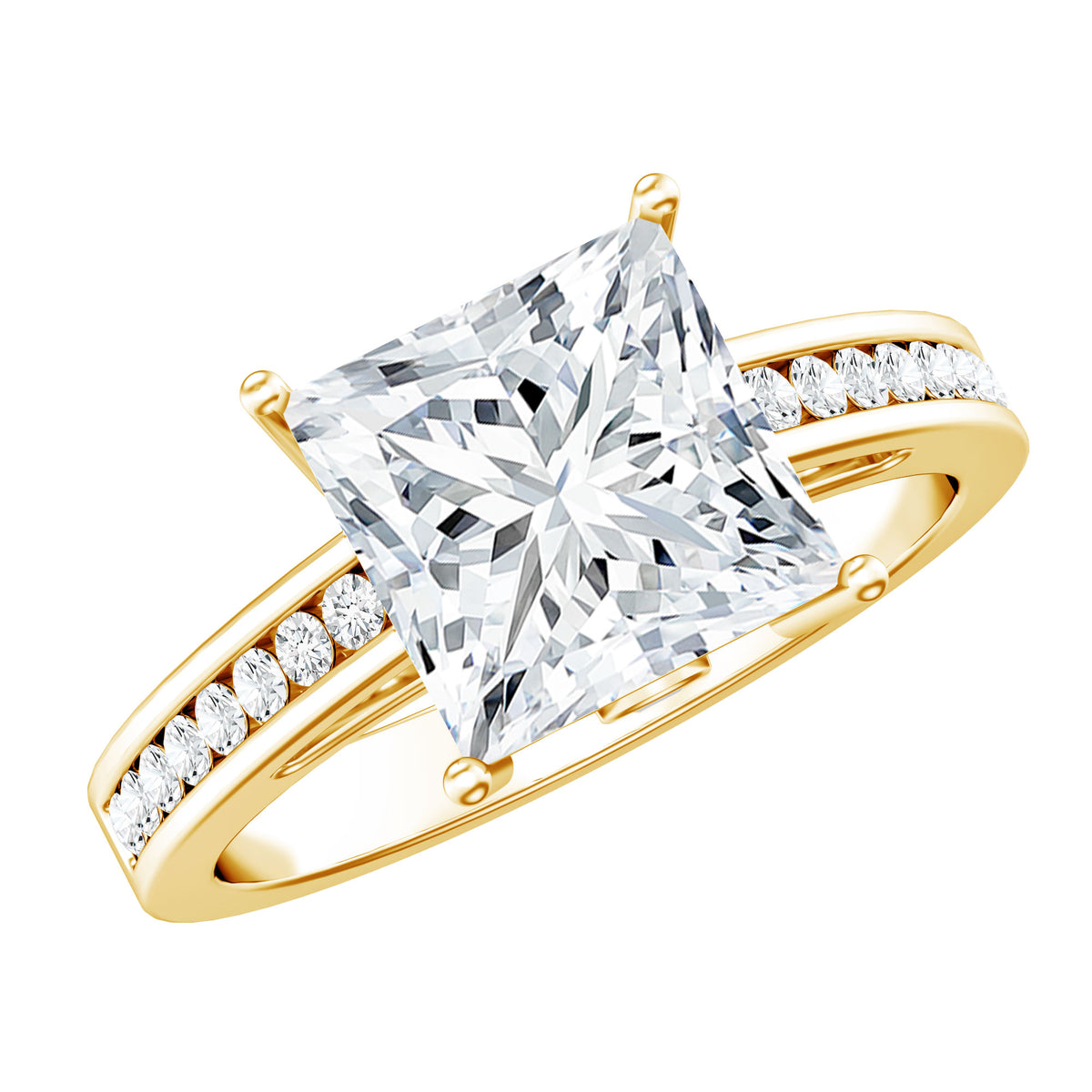 Rosec Jewels Solitaire Princess Cut Lab Grown Diamond Engagement Ring 4 Carat IGI Certified