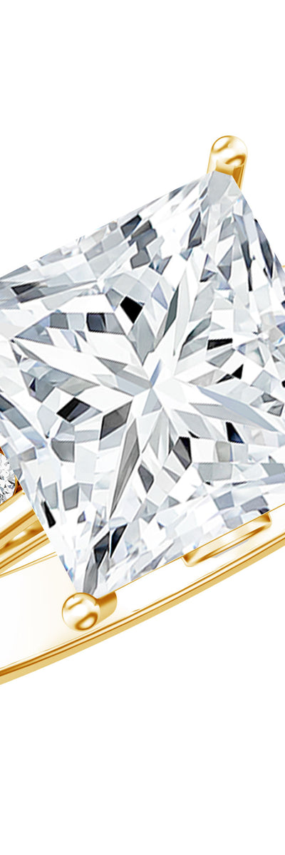 Rosec Jewels Solitaire Princess Cut Lab Grown Diamond Engagement Ring 4 Carat IGI Certified