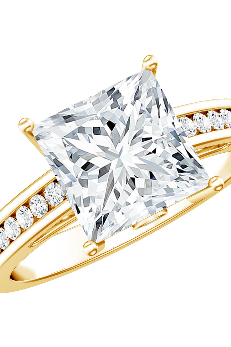 Rosec Jewels Solitaire Princess Cut Lab Grown Diamond Engagement Ring 4 Carat IGI Certified