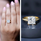 Solitaire Princess Cut Lab Grown Diamond Engagement Ring 4 Carat IGI Certified Lab - ( E-VS1 ) - Rosec Jewels