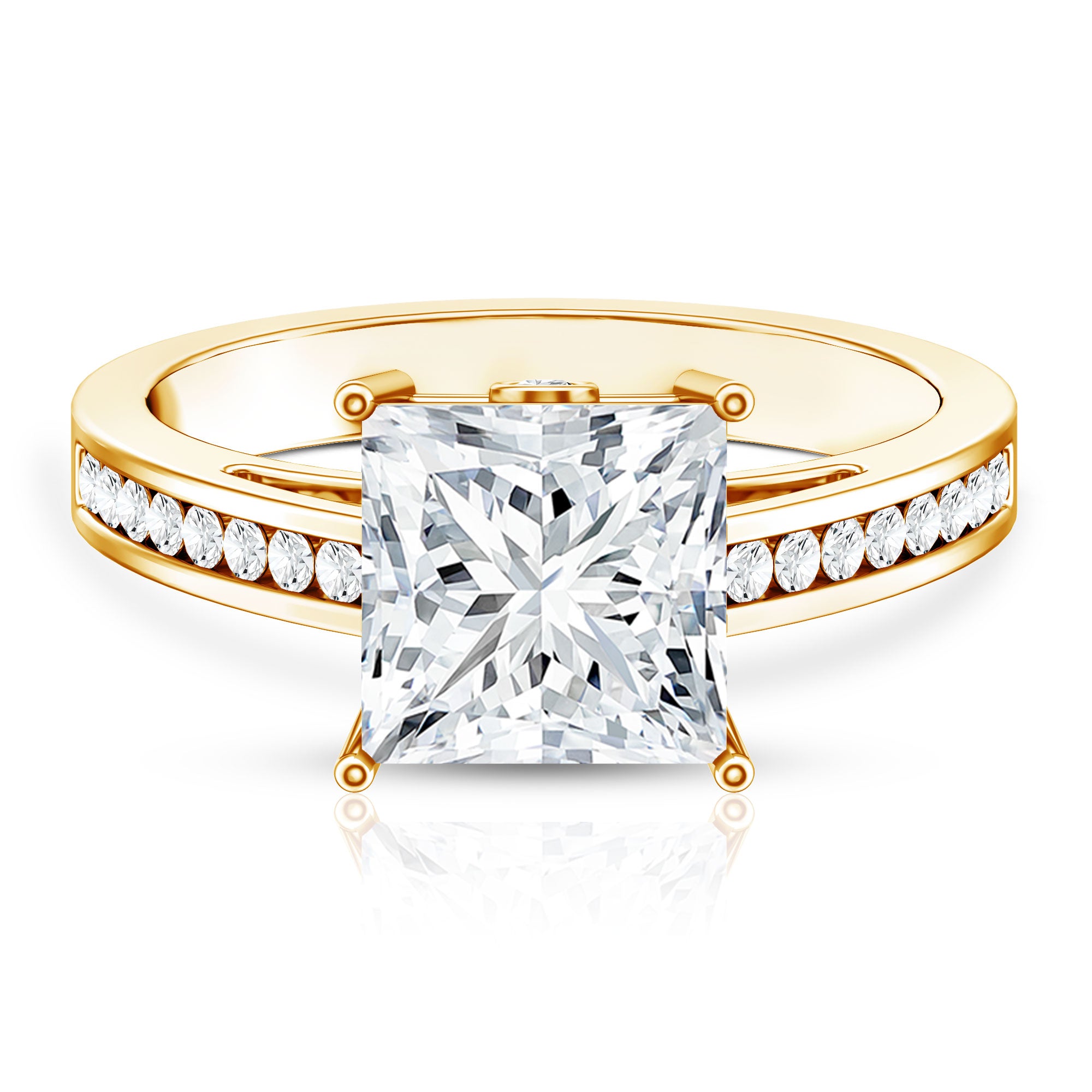 Rosec Jewels-Solitaire Princess Cut Lab Grown Diamond Engagement Ring 4 Carat IGI Certified