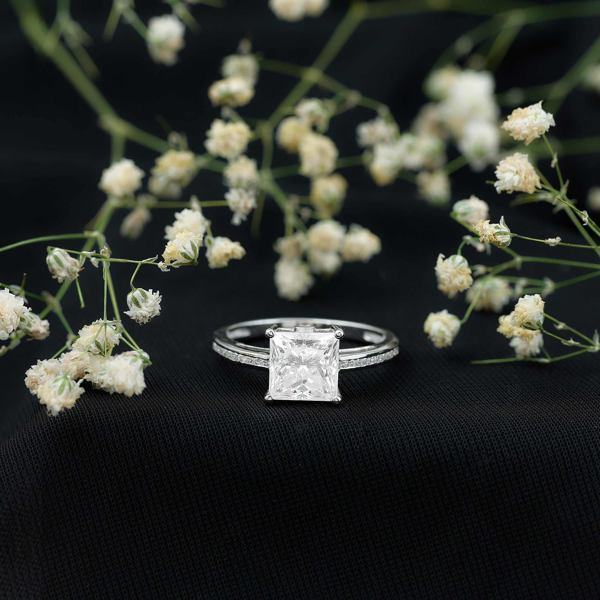 Rosec Jewels-IGI Certified Lab Grown Diamond 3 Carat Engagement Ring with Side Stones