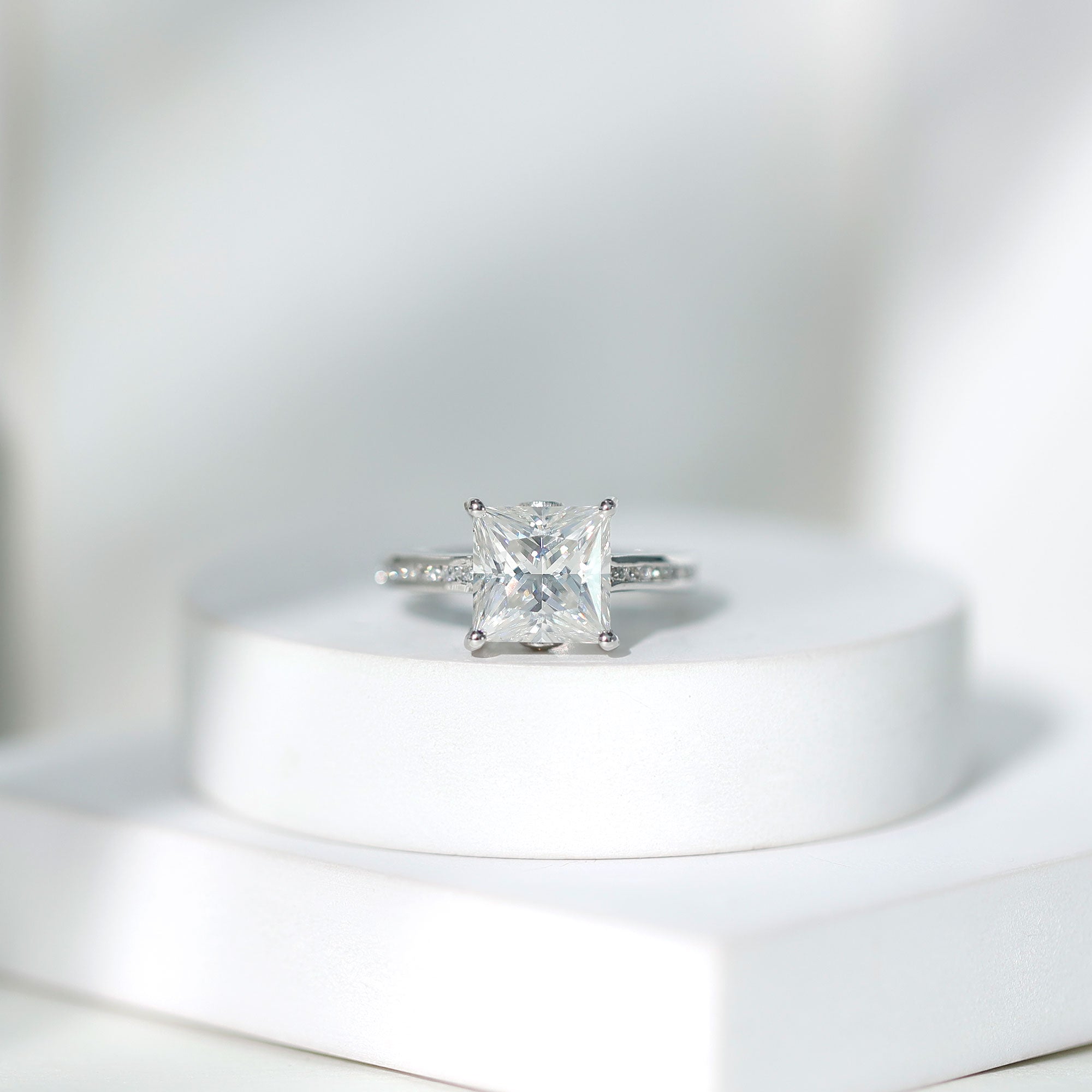 Rosec Jewels-IGI Certified Lab Grown Diamond 3 Carat Engagement Ring with Side Stones