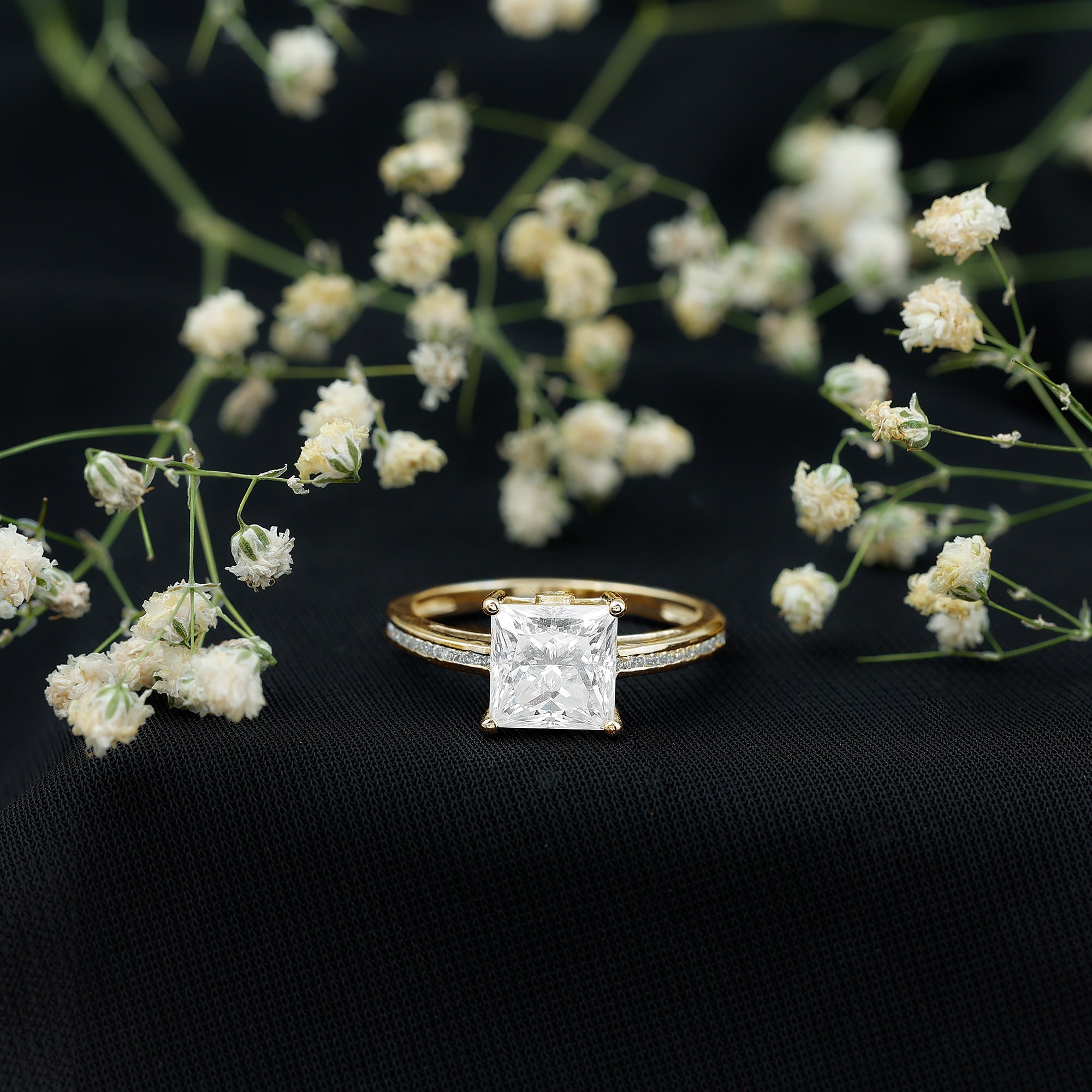 Rosec Jewels-IGI Certified Lab Grown Diamond 3 Carat Engagement Ring with Side Stones