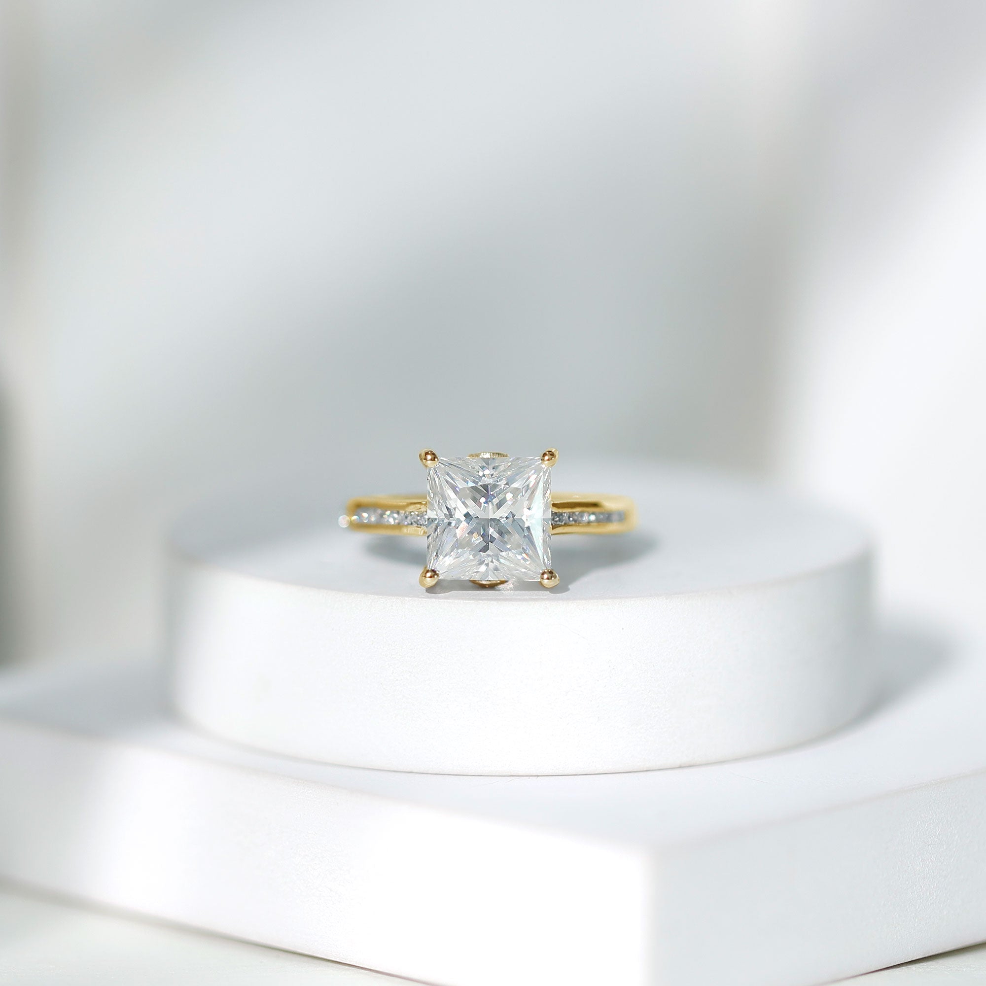 Rosec Jewels-IGI Certified Lab Grown Diamond 3 Carat Engagement Ring with Side Stones