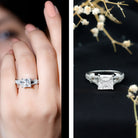3 Carat Princess Cut Lab Grown Diamond Split Shank Engagement Ring IGI Certified Lab - ( E-VS1 ) - Rosec Jewels