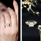 3 Carat Princess Cut Lab Grown Diamond Split Shank Engagement Ring IGI Certified Lab - ( E-VS1 ) - Rosec Jewels