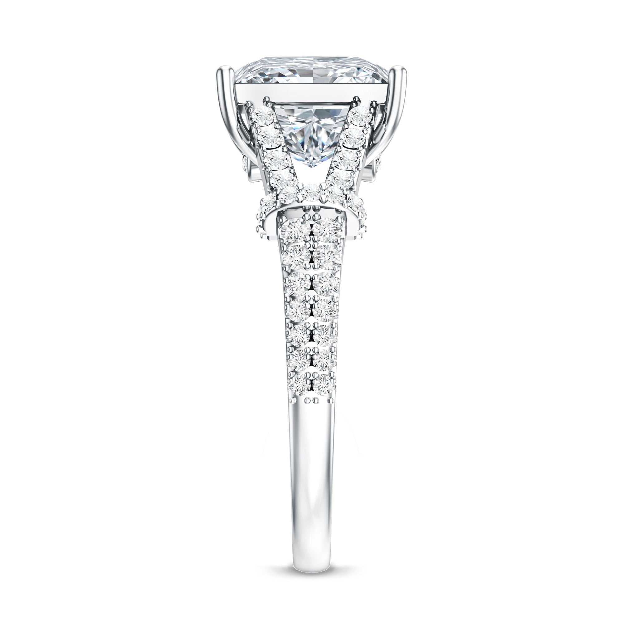 Rosec Jewels-IGI Certified Princess Cut Lab Grown Diamond 4 Carat Engagement Ring in Split Shank