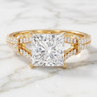 IGI Certified Princess Cut Lab Grown Diamond 4 Carat Engagement Ring in Split Shank Lab - ( E-VS1 ) - Rosec Jewels