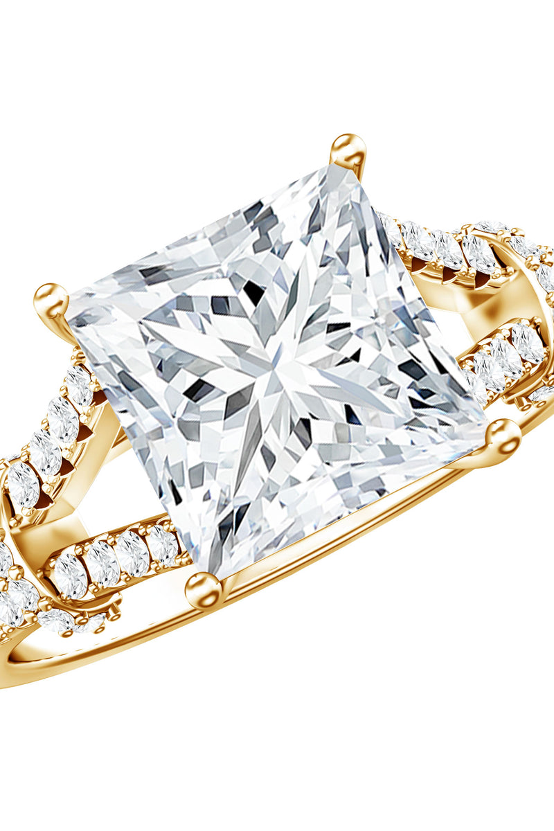 Rosec Jewels IGI Certified Big 5 Carat Lab Grown Diamond Princess Cut Engagement Ring with Split Shank