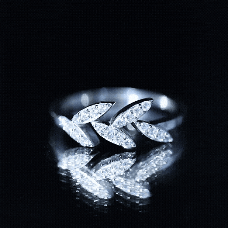 Rosec Jewels-Nature Inspired Lab Grown Diamond Olive Leaf Branch Ring