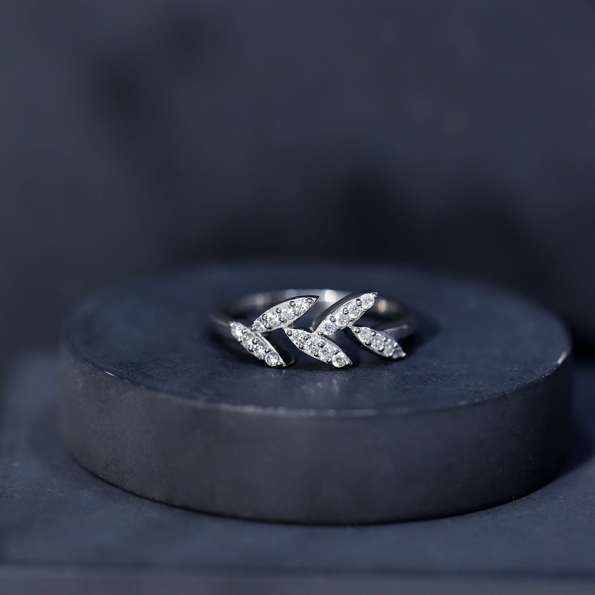 Rosec Jewels-Nature Inspired Lab Grown Diamond Olive Leaf Branch Ring