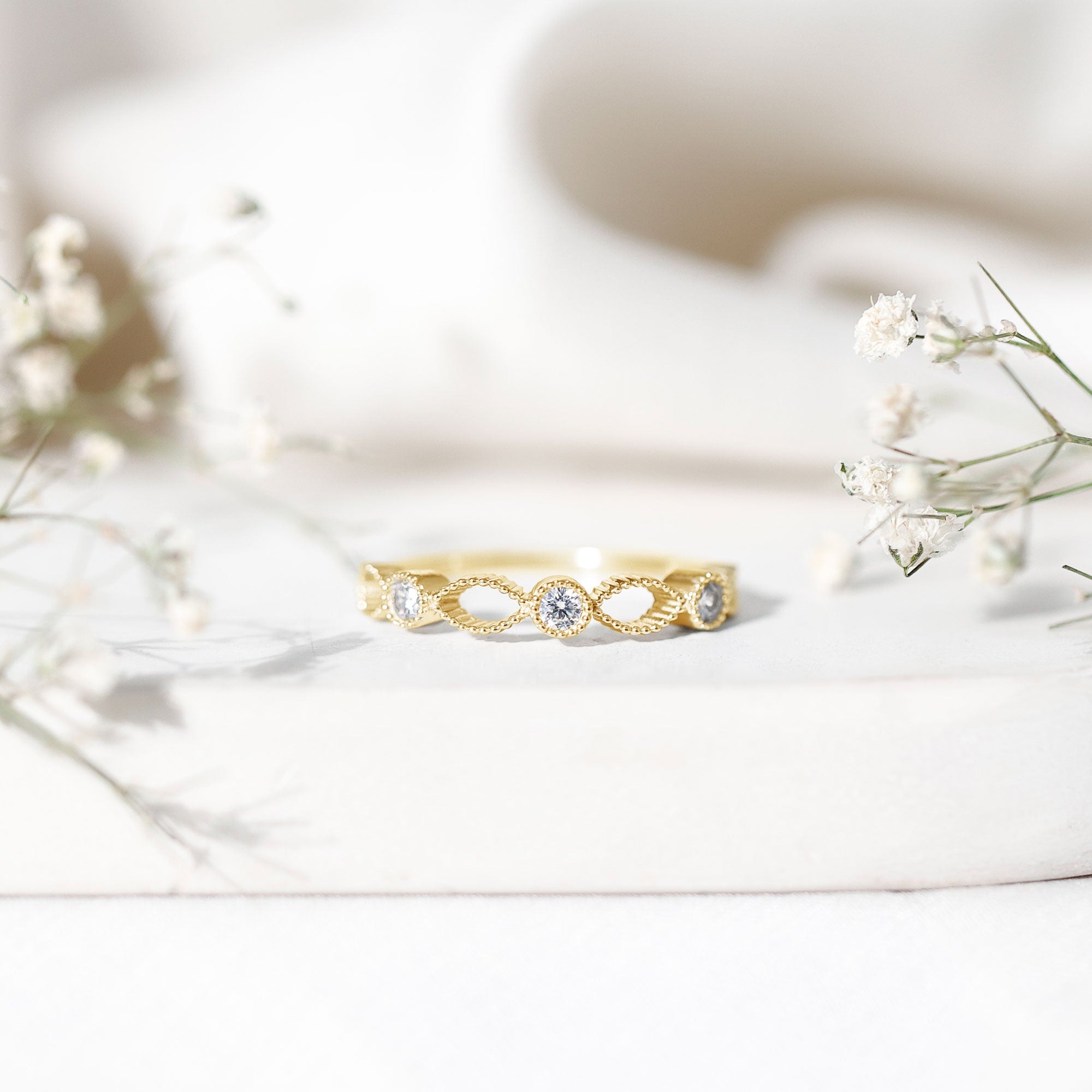 Rosec Jewels-Infinity Inspired Lab Grown Diamond Stackable Ring for Women