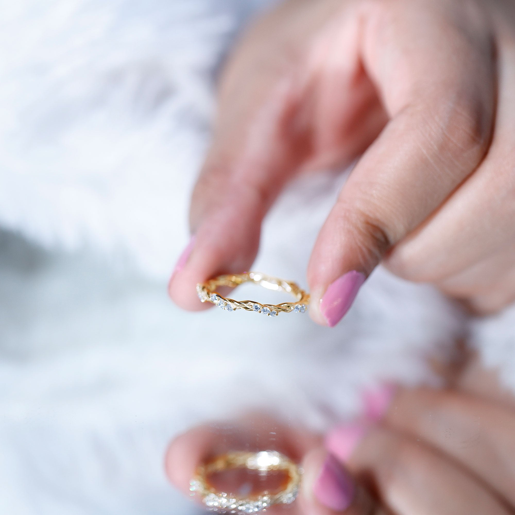 Rosec Jewels-Lab Grown Twisted Diamond Stackable Ring