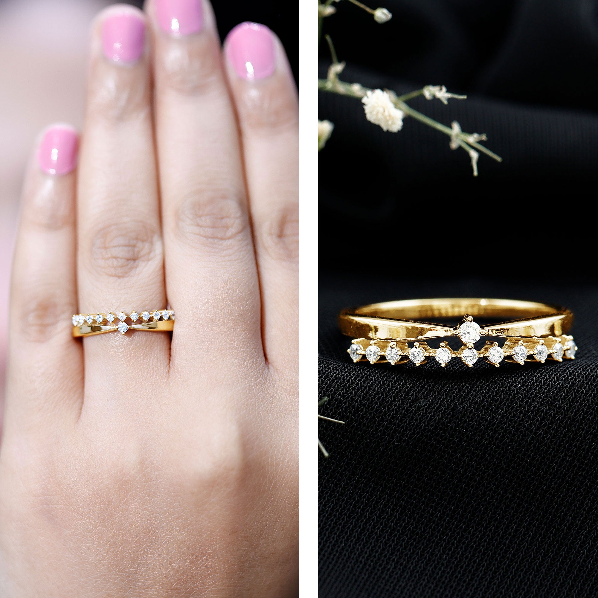 Rosec Jewels-Stackable Round Cut Lab Grown Diamond Anniversary Ring