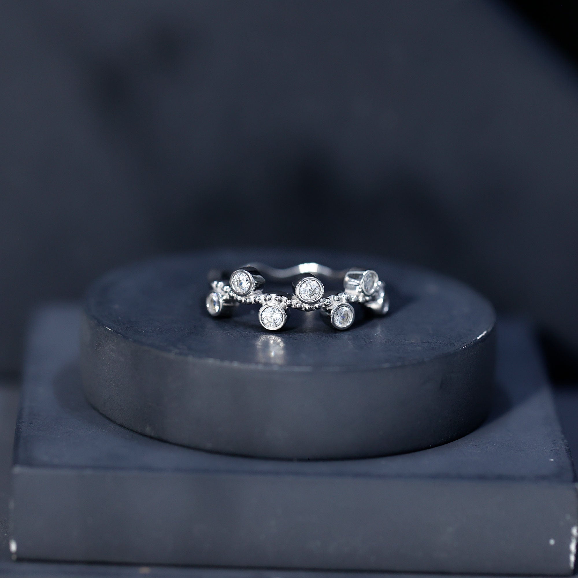 Rosec Jewels-Bezel Set Lab Grown Diamond Curved Wedding Band