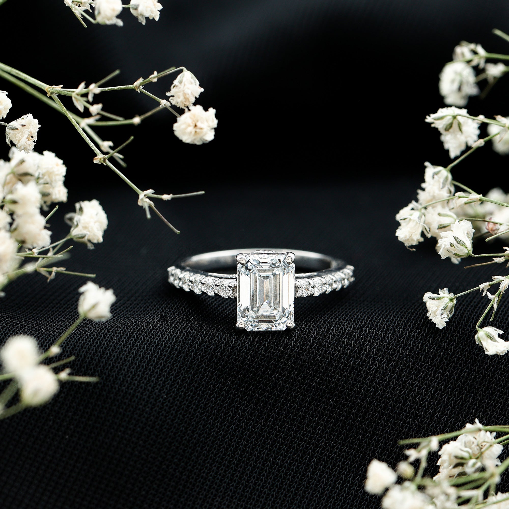 Rosec Jewels-IGI Certified Emerald Cut Lab Grown Diamond Engagement Ring 2 Carat