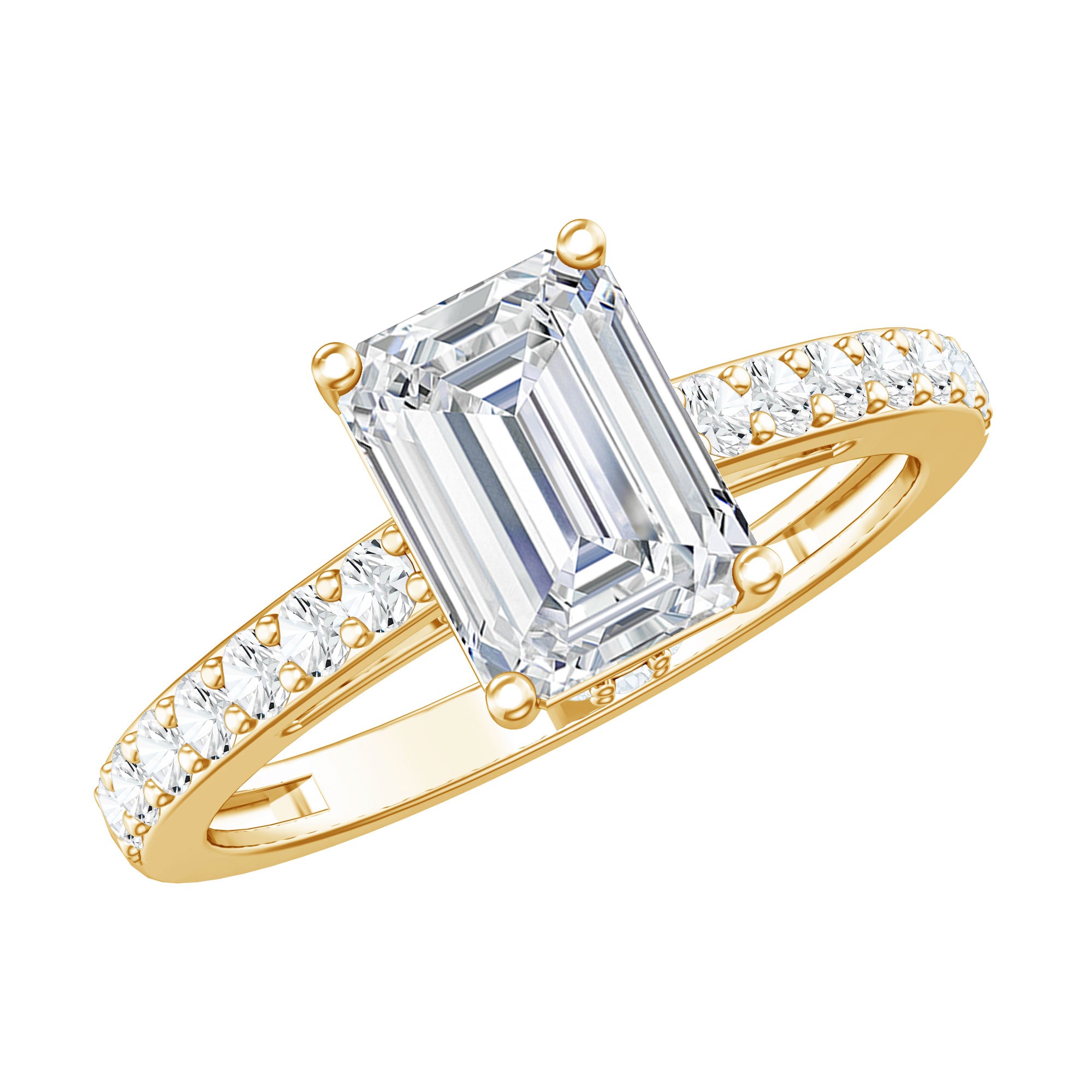 Rosec Jewels-IGI Certified Emerald Cut Lab Grown Diamond Engagement Ring 2 Carat