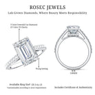 Rosec Jewels-Emerald Cut Lab Grown Diamond Hidden Halo Engagement Ring 3 Carat IGI Certified