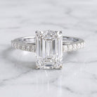 Emerald Cut Lab Grown Diamond Hidden Halo Engagement Ring 3 Carat IGI Certified Lab - ( E-VS1 ) - Rosec Jewels