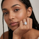 Emerald Cut Lab Grown Diamond Hidden Halo Engagement Ring 3 Carat IGI Certified Lab - ( E-VS1 ) - Rosec Jewels