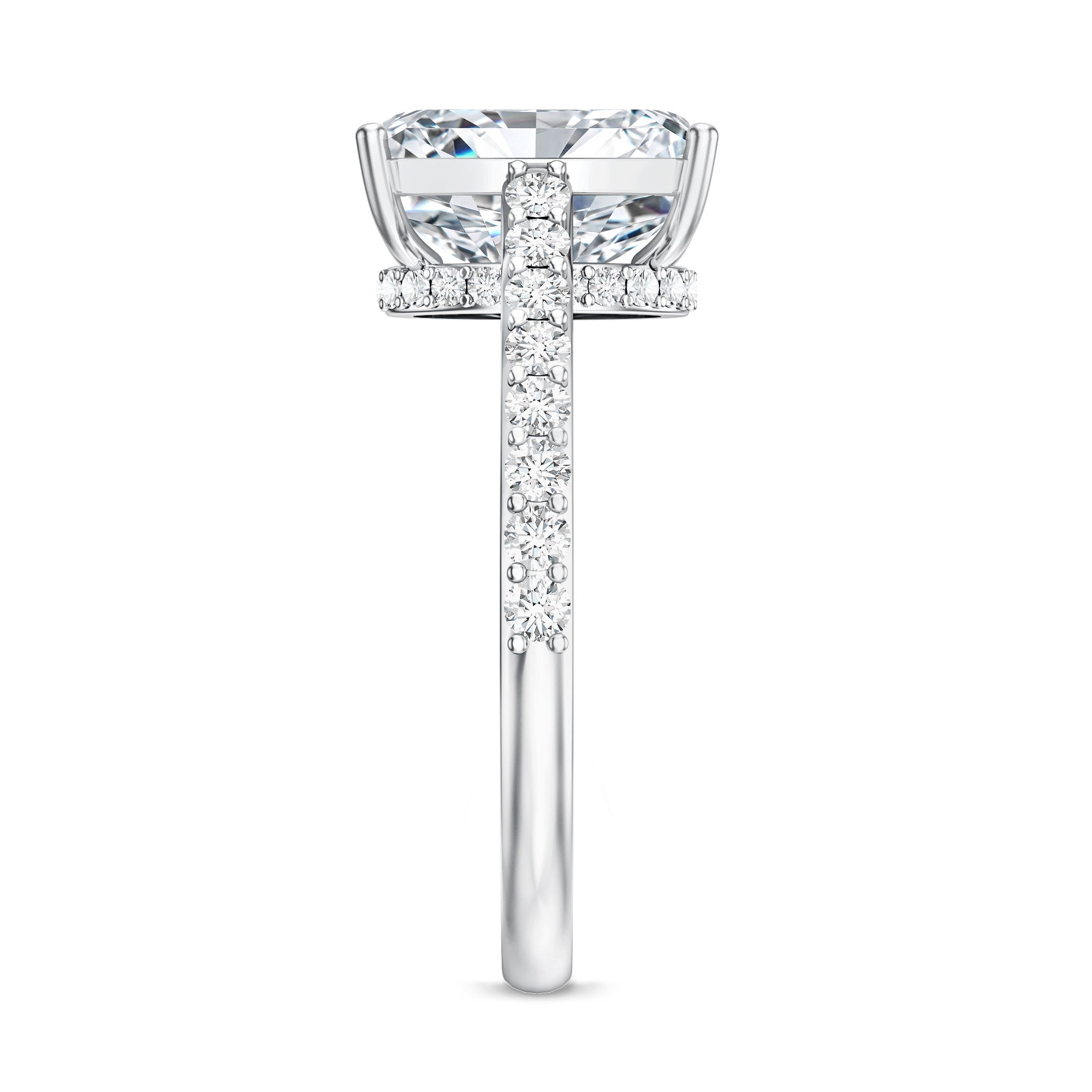 Rosec Jewels-Emerald Cut Lab Grown Diamond Hidden Halo Engagement Ring 3 Carat IGI Certified