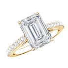 Rosec Jewels-Emerald Cut Lab Grown Diamond Hidden Halo Engagement Ring 3 Carat IGI Certified