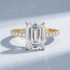 Emerald Cut Lab Grown Diamond Hidden Halo Engagement Ring 3 Carat IGI Certified Lab - ( E-VS1 ) - Rosec Jewels