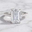 IGI Certified 4 Carat Emerald Cut Lab Grown Diamond Engagement Ring with Hidden Halo Lab - ( E-VS1 ) - Rosec Jewels