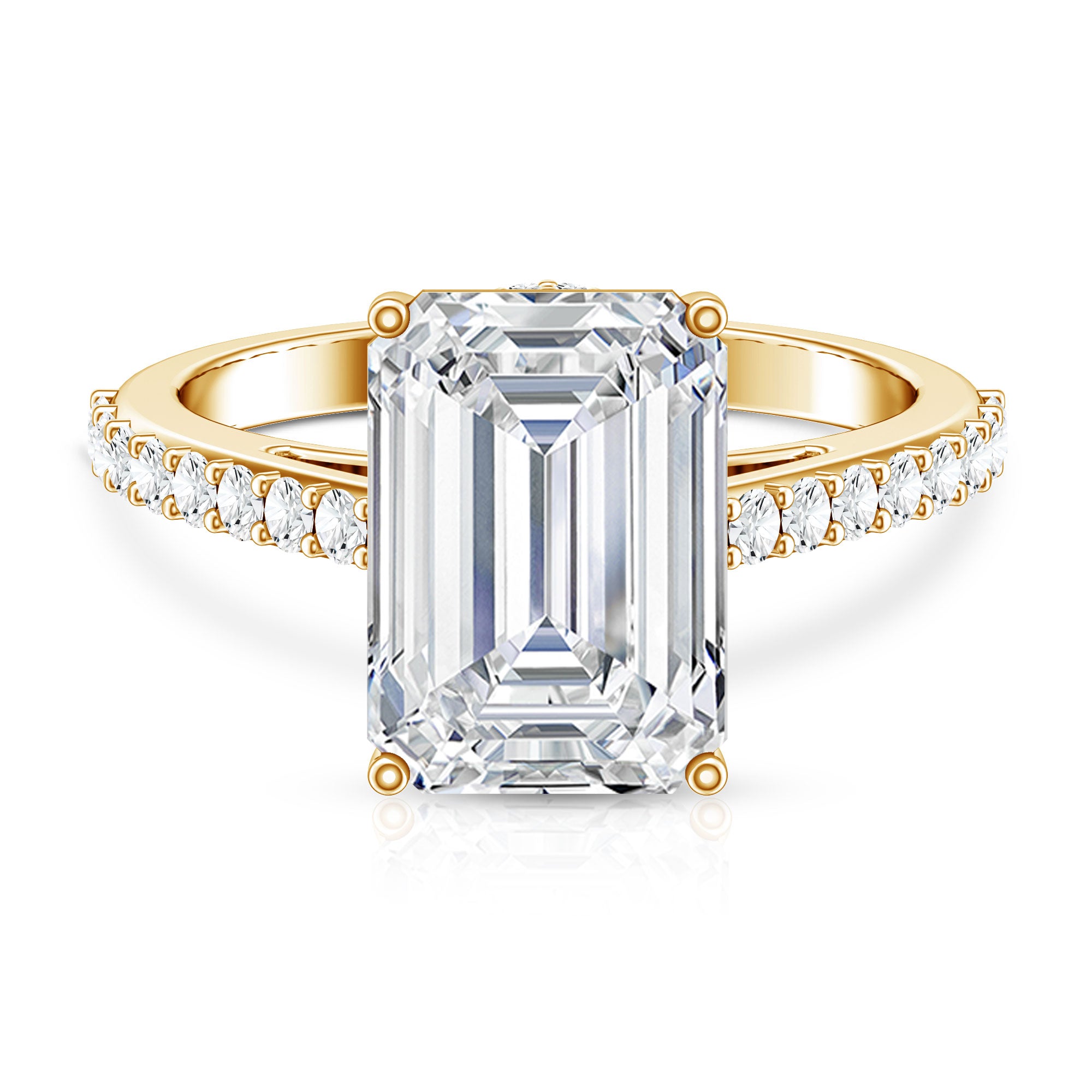 Rosec Jewels-Emerald Cut 5 Carat Lab Grown Diamond Solitaire Engagement Ring IGI Certified