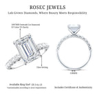 Rosec Jewels-IGI Certified 3 Carat Emerald Cut Lab Grown Diamond Engagement Ring with Side Stones