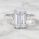 IGI Certified 3 Carat Emerald Cut Lab Grown Diamond Engagement Ring with Side Stones Lab - ( E-VS1 ) - Rosec Jewels