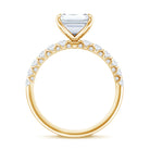 Rosec Jewels-IGI Certified 3 Carat Emerald Cut Lab Grown Diamond Engagement Ring with Side Stones