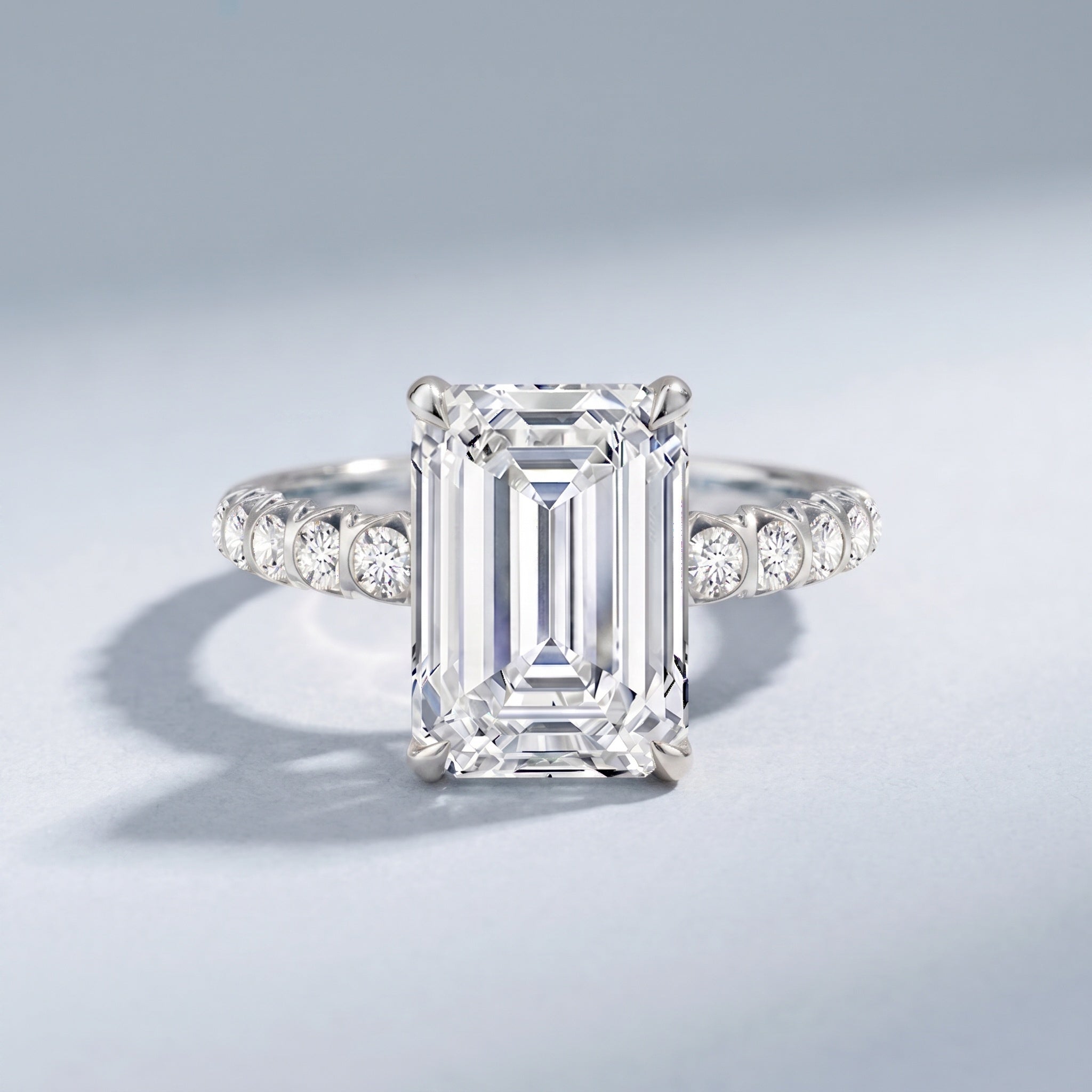 Huge 5 Carat Lab Grown Diamond Emerald Cut Engagement Ring IGI Certificate Lab - ( E-VS1 ) - Rosec Jewels