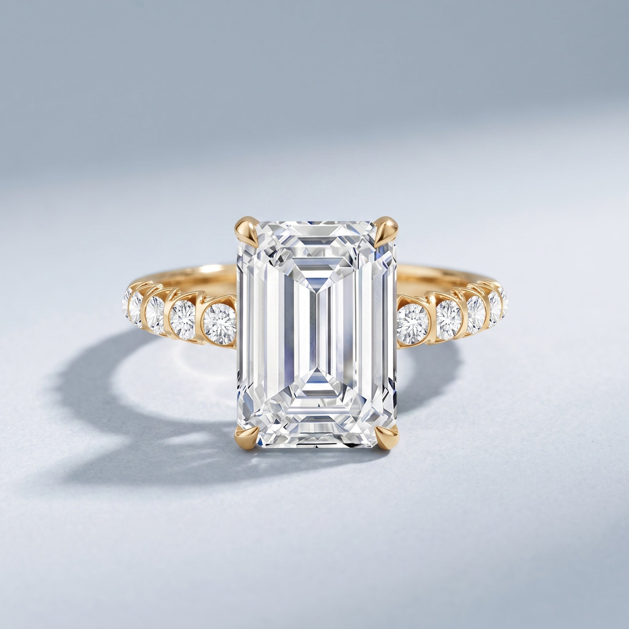 Huge 5 Carat Lab Grown Diamond Emerald Cut Engagement Ring IGI Certificate Lab - ( E-VS1 ) - Rosec Jewels
