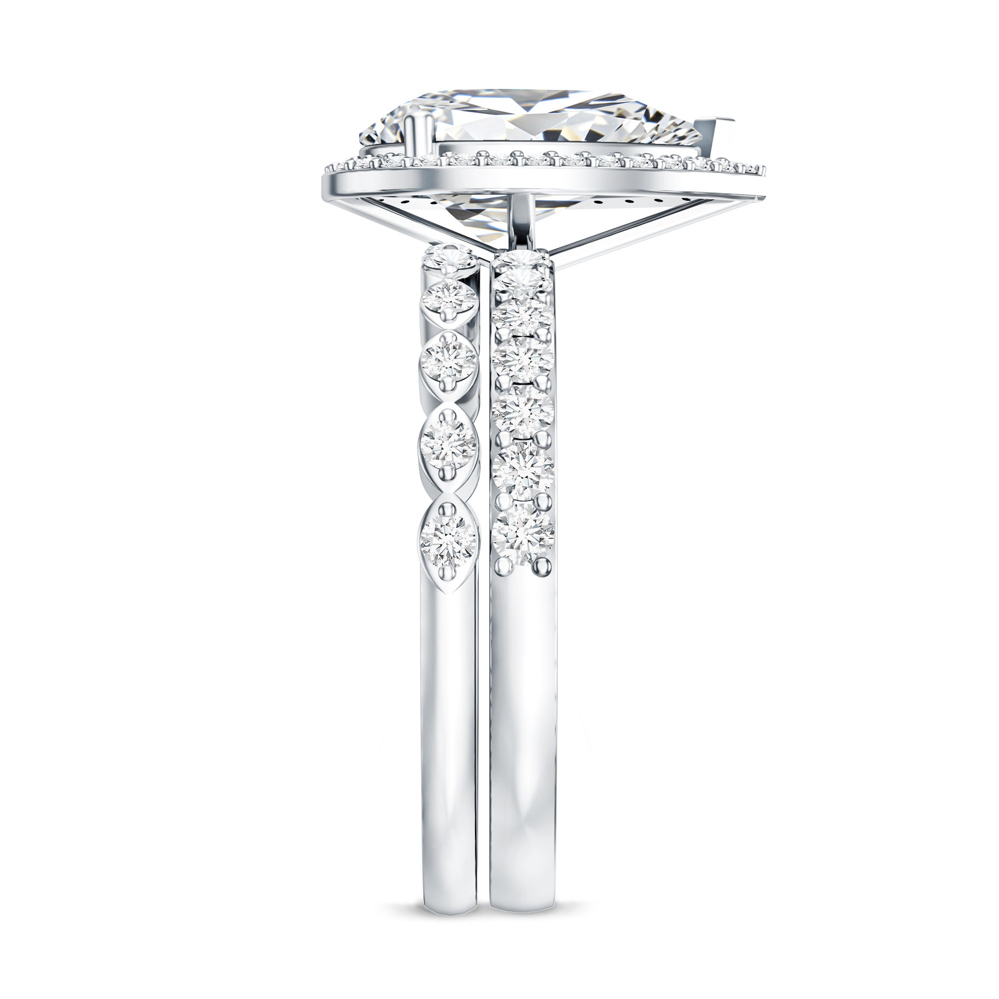 Rosec Jewels-2 Carat Lab Grown Diamond Teardrop Wedding Ring Set with IGI Certificate