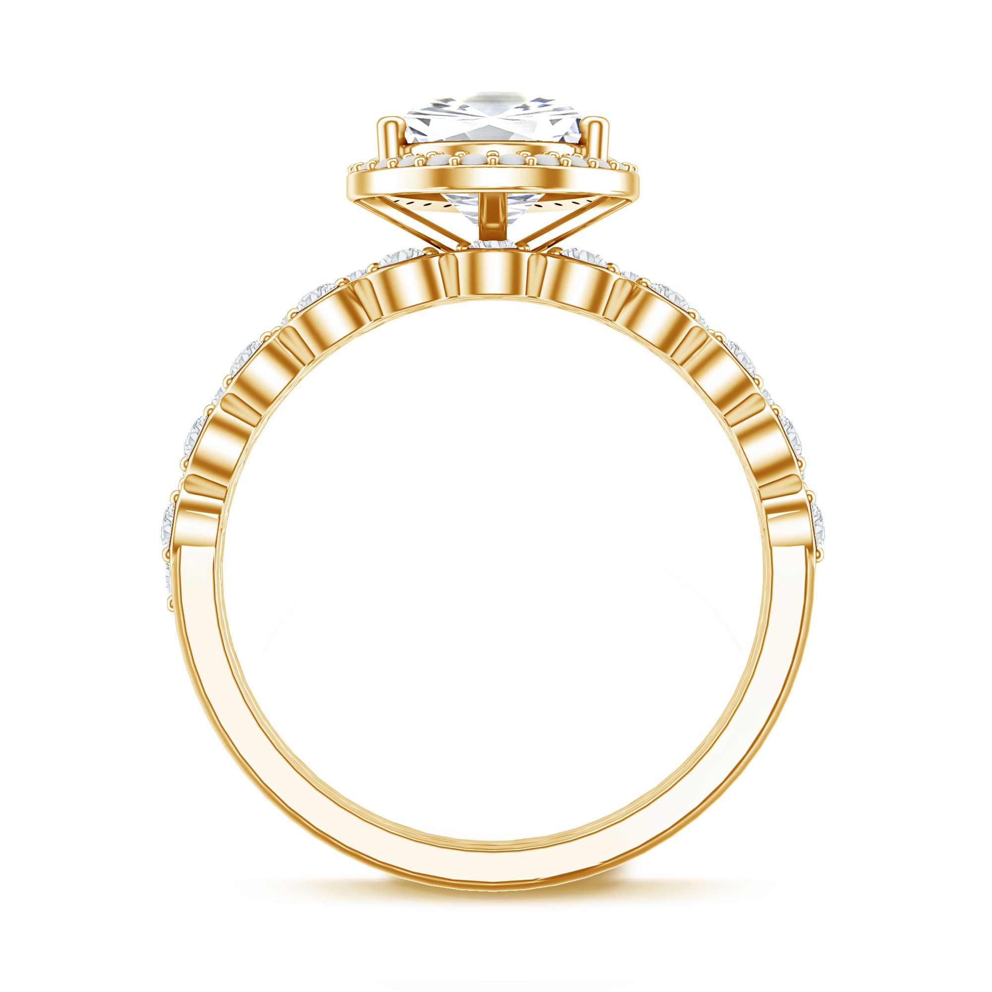 Rosec Jewels-2 Carat Lab Grown Diamond Teardrop Wedding Ring Set with IGI Certificate