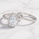 IGI Certified 3 Carat Lab Grown Diamond Teardrop Wedding Ring Set with Halo Lab - ( E-VS1 ) - Rosec Jewels