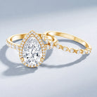 IGI Certified 3 Carat Lab Grown Diamond Teardrop Wedding Ring Set with Halo Lab - ( E-VS1 ) - Rosec Jewels