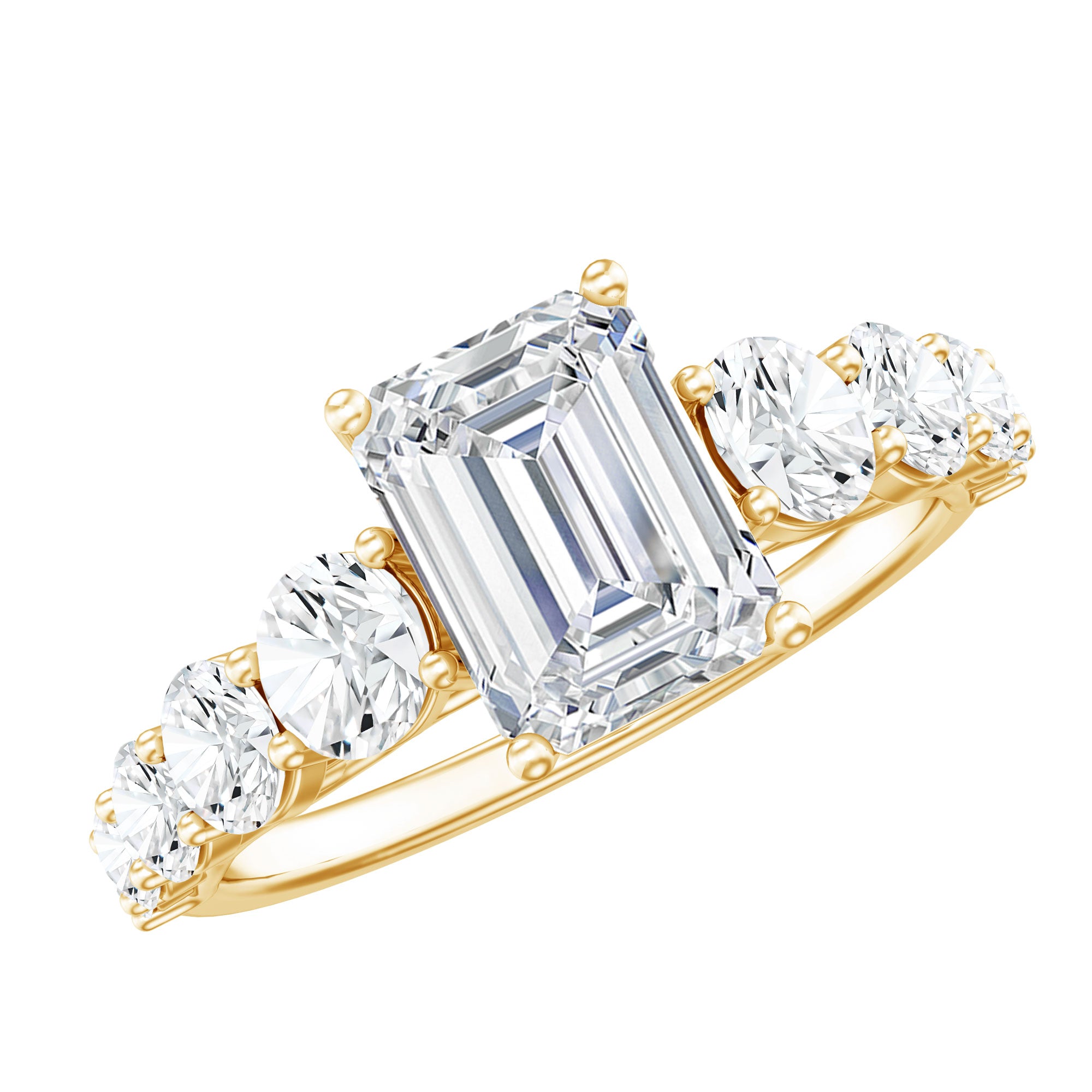 Rosec Jewels-2 Carat IGI Certified Emerald Cut Lab Grown Diamond Side Stone Engagement Ring