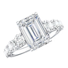 3 Carat IGI Certified Emerald Cut Lab Grown Diamond Engagement Ring with Side Stones Lab - ( E-VS1 ) - Rosec Jewels